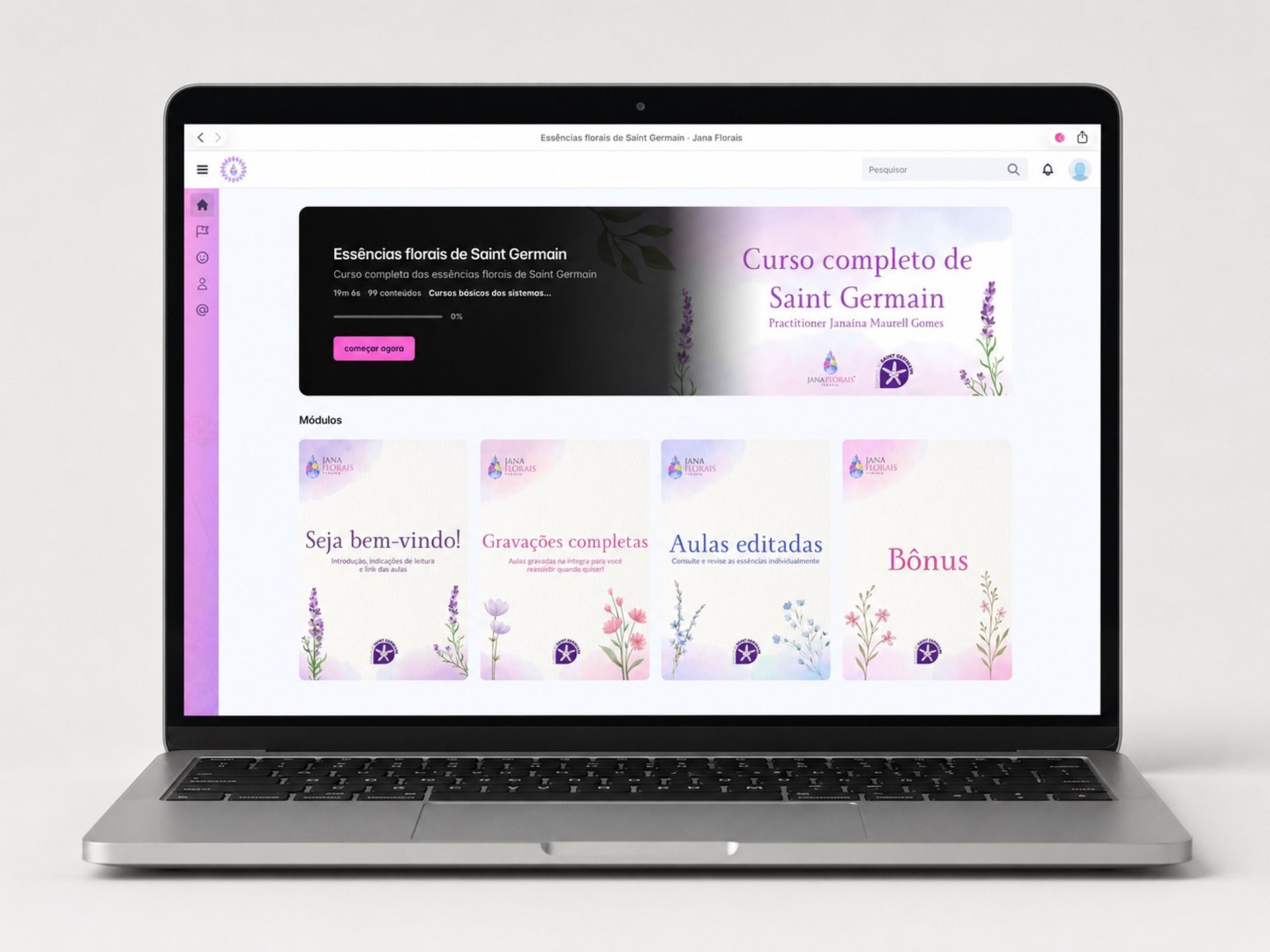 Portal com a gravação das aulas