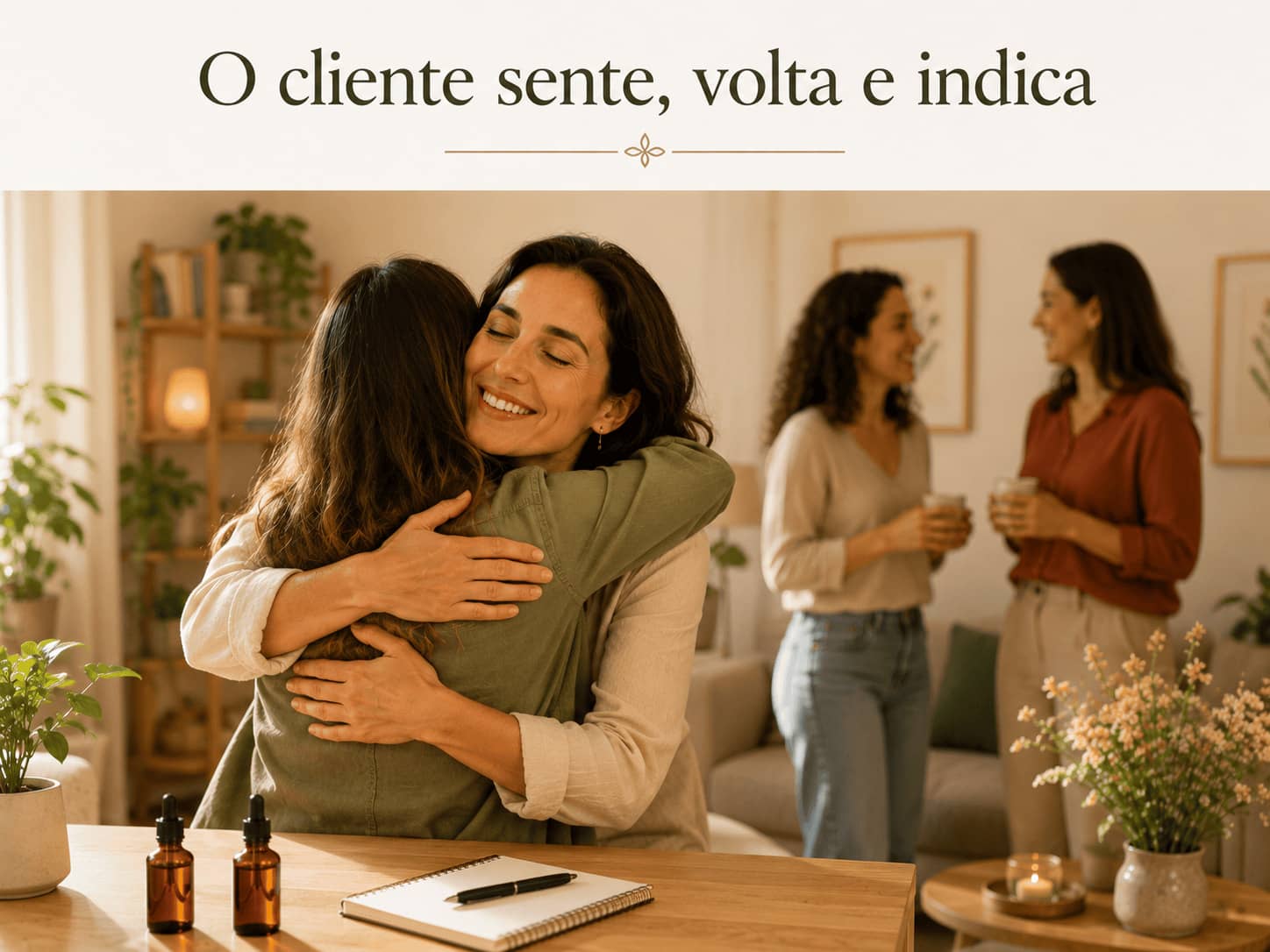 O cliente sente, volta e indica